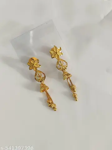 Gold-Plated Floral Jhumka Earrings