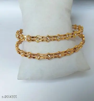 Gold Plated Floral Diamond Bangles