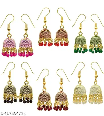 Ethnic Jhumka Earrings Set (Multi-Color)