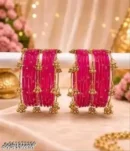 Classic Rani Pink Latkan Bangle Set