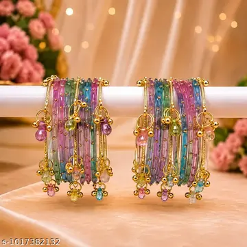 Pastel Multi-Color Latkan Bangle Pair