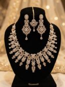 Mirahva Royal Floral Crystal Bridal Necklace Set – Necklace, Earrings & Maang Tikka