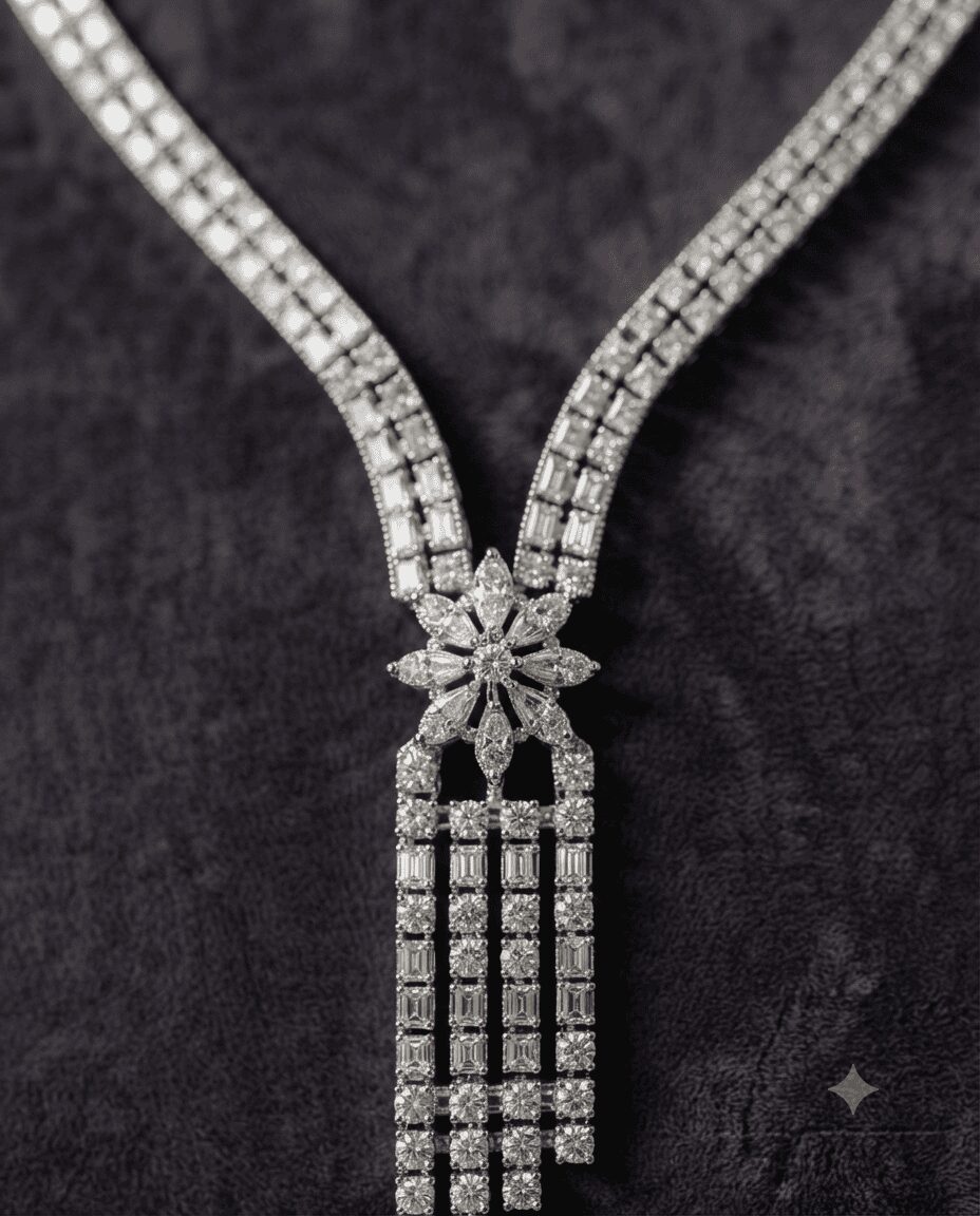 Mirahva Crystal Elegance Long Drop Necklace & Earrings Set - Image 7