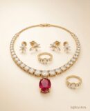 Mirahva Aurum Ruby Royal Bridal Necklace Set