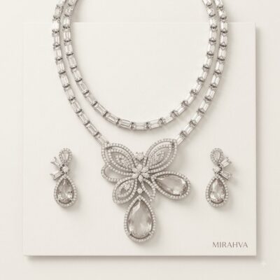 Mirahva Blush Royale Crystal Statement Necklace Set