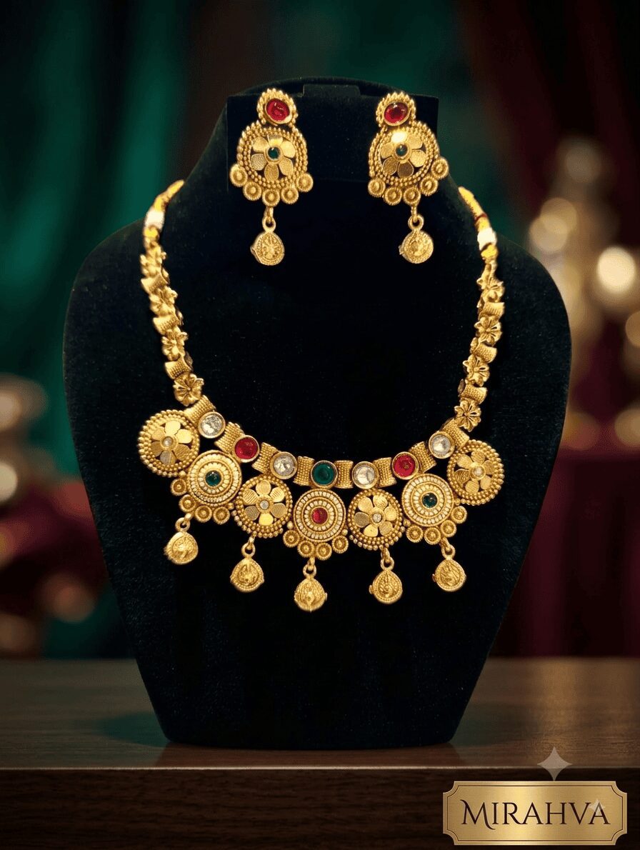 Mirahva Royal Heritage Gold Statement Jewelry Set - Image 9