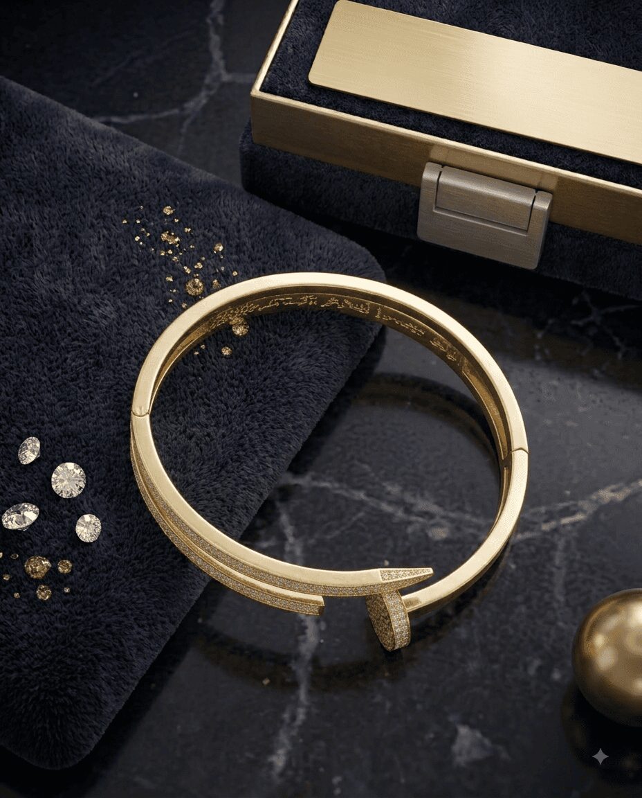 Mirahva Aurelia Gold Crystal Open Cuff Bracelet - Image 4