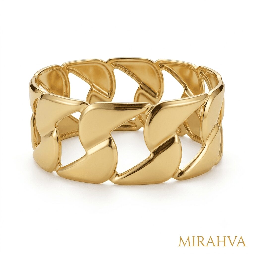 Mirahva Luxury Gold Abstract Open Cuff Bracelet for Women | Premium Geometric Statement Bangle | Adjustable Fashion Jewelry - Image 5