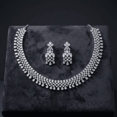 Mirahva Silver Crystal Royale Statement Necklace Set