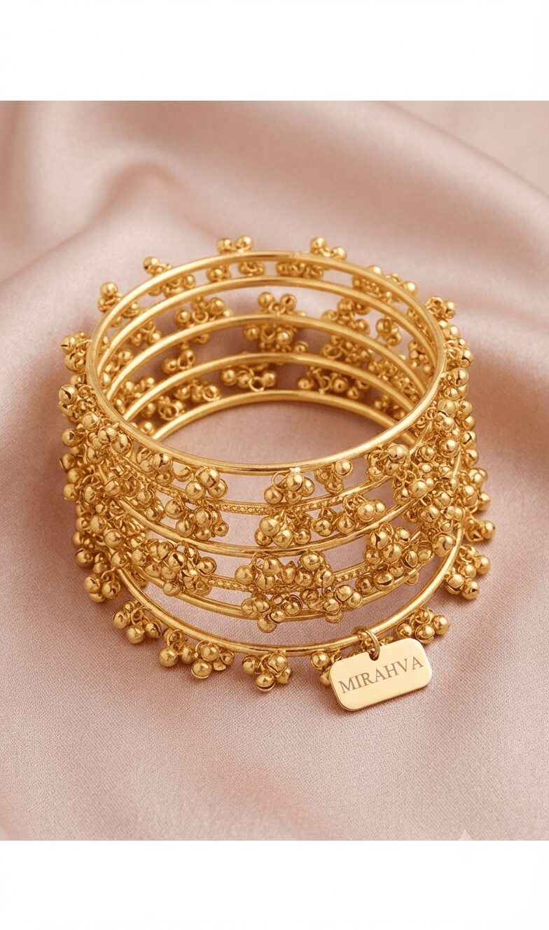 Gold Floral Vine Bangle Set