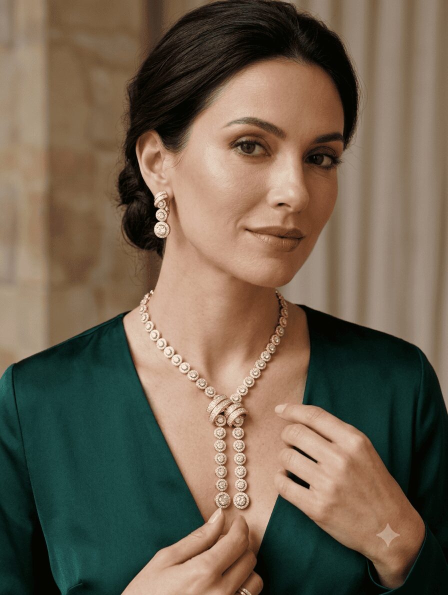 Mirahva Luxe Radiance Gold-Tone Necklace & Earrings Set - Image 2