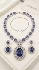 Mirahva Royal Sapphire Crystal Statement Jewelry Set