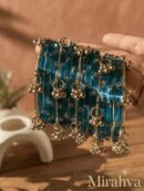 Teal and Gold Chooda Bangle Stack