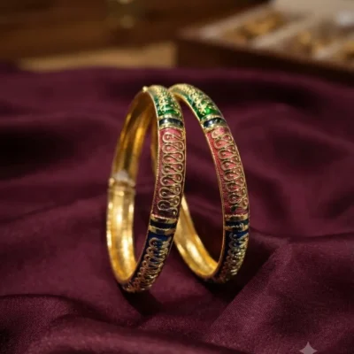 Mirahva Royal Multicolor Traditional Designer Bangles – Gold Tone, Green, Blue & Maroon