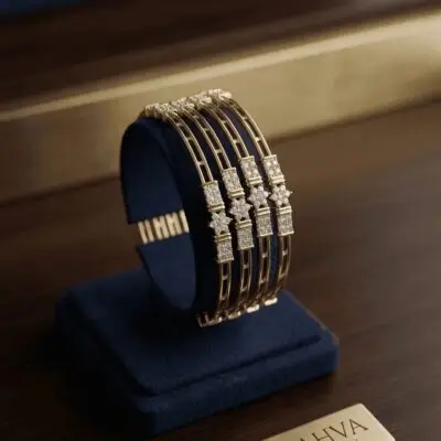 Mirahva Luxe Radiance Gold-Tone Crystal Multi-Layer Bangle Set for Women