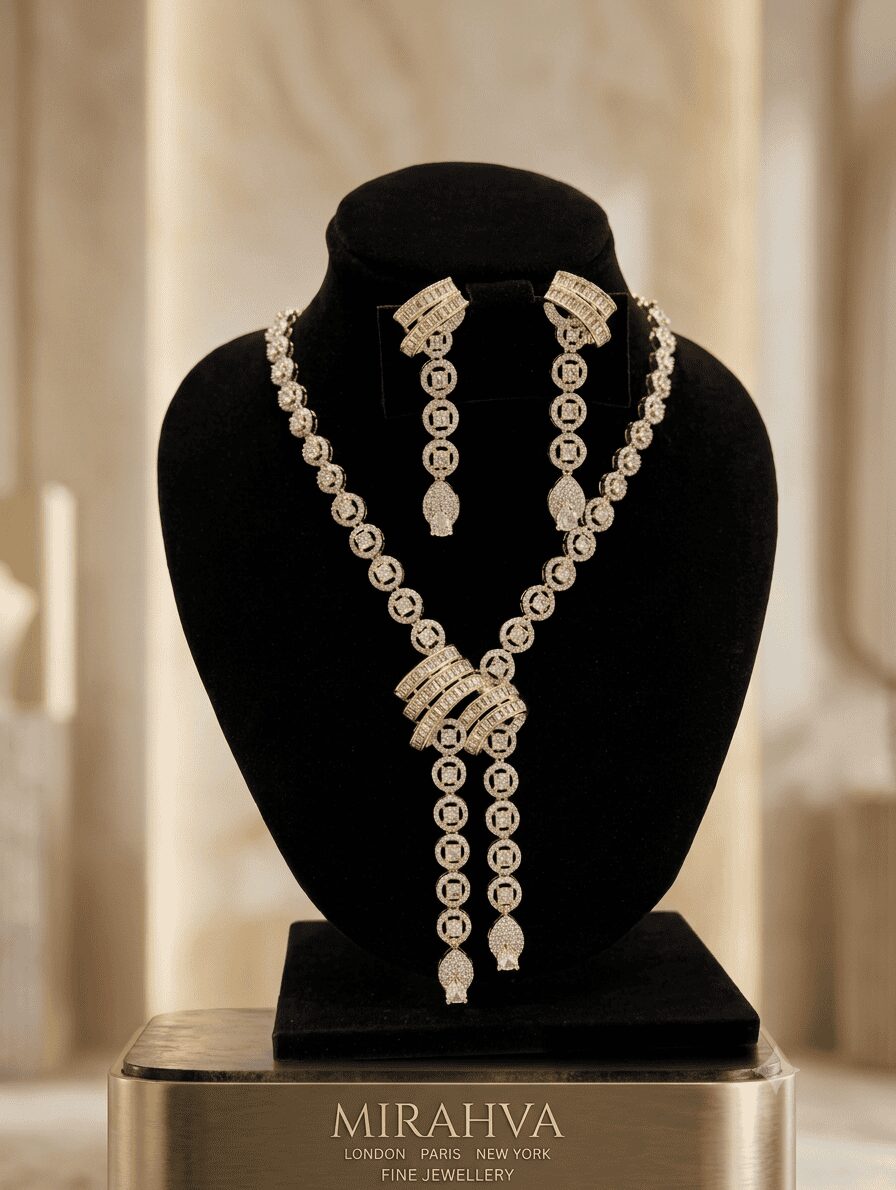 Mirahva Luxe Radiance Gold-Tone Necklace & Earrings Set