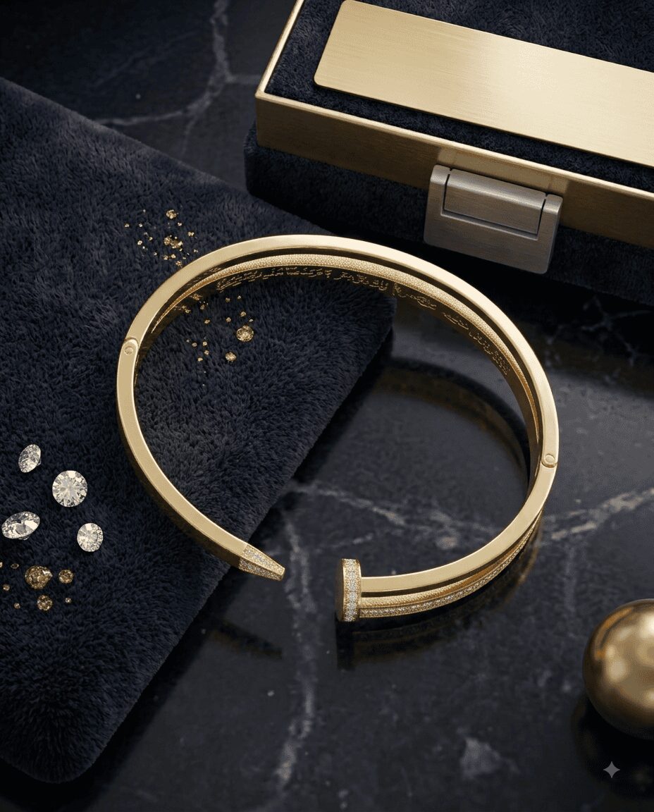 Mirahva Aurelia Gold Crystal Open Cuff Bracelet - Image 6