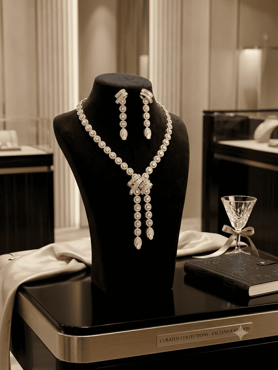 Mirahva Luxe Radiance Gold-Tone Necklace & Earrings Set - Image 4