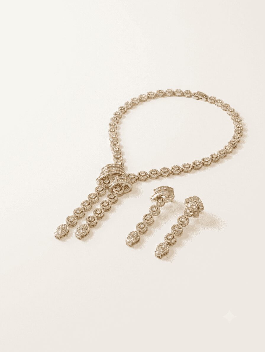 Mirahva Luxe Radiance Gold-Tone Necklace & Earrings Set - Image 5