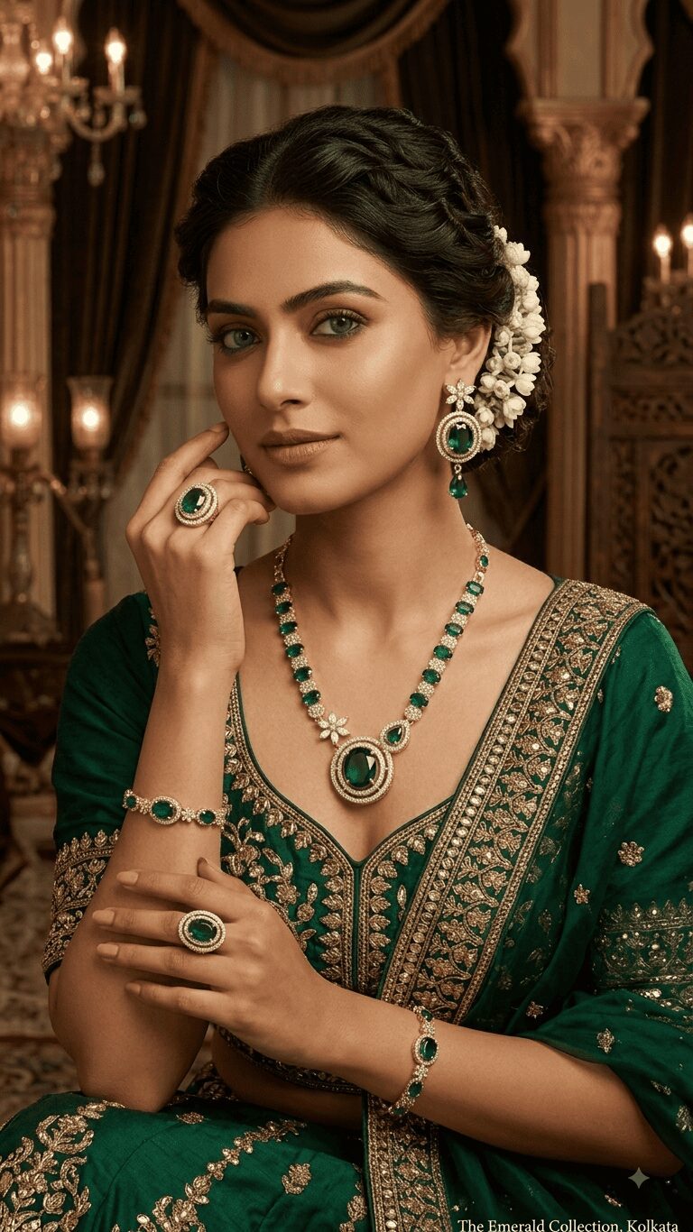 Mirahva Emerald Royale Crystal Statement Jewelry Set - Image 3