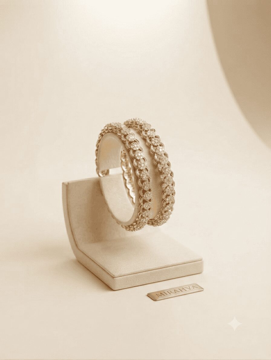 Mirahva Luxury Crystal Link Bangles – Elegant Gold-Tone Statement Bracelet Set - Image 2