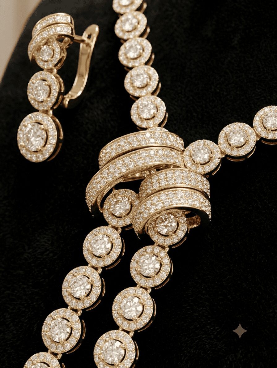 Mirahva Luxe Radiance Gold-Tone Necklace & Earrings Set - Image 3