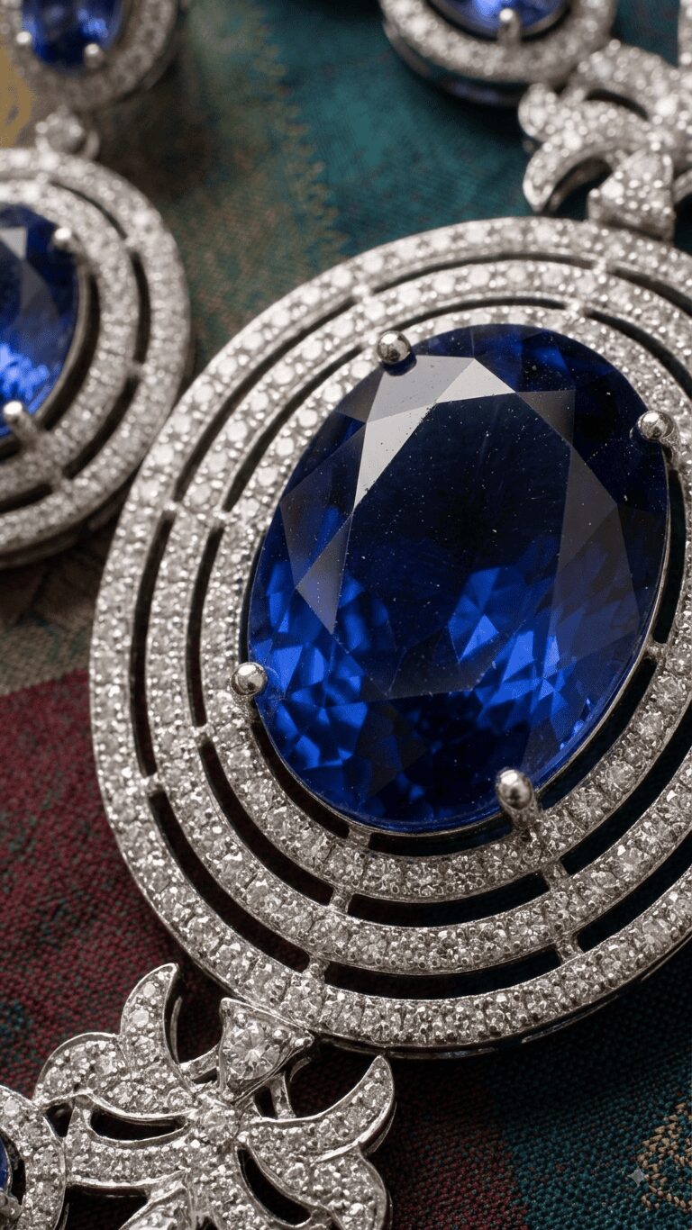 Mirahva Royal Sapphire Crystal Statement Jewelry Set - Image 4