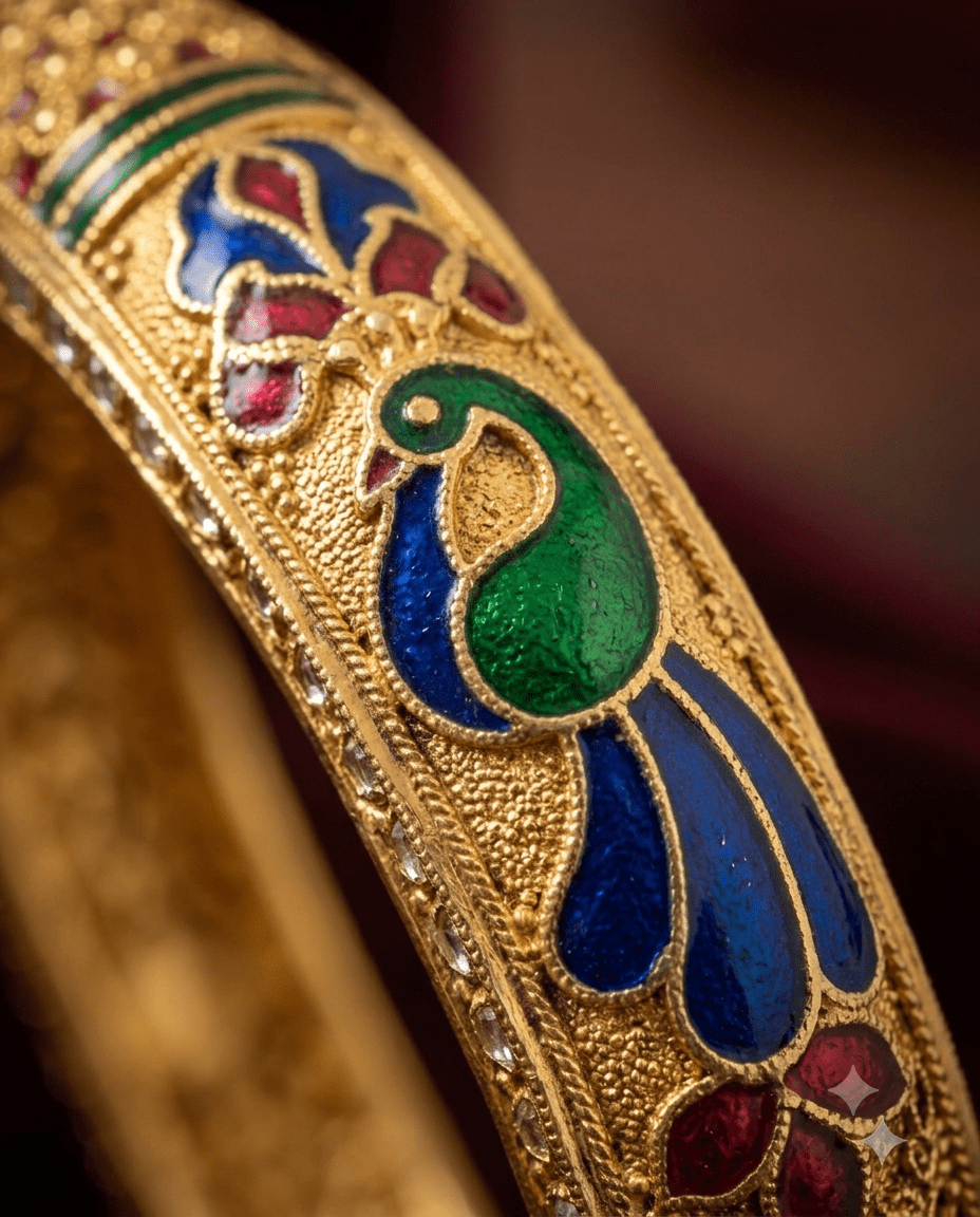 Mirahva Royal Enamel Gold-Tone Traditional Bangles for Women – Multicolour Heritage Collection - Image 4