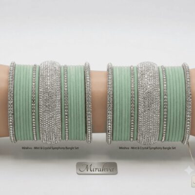 Mint Green and Crystal Bangle Set