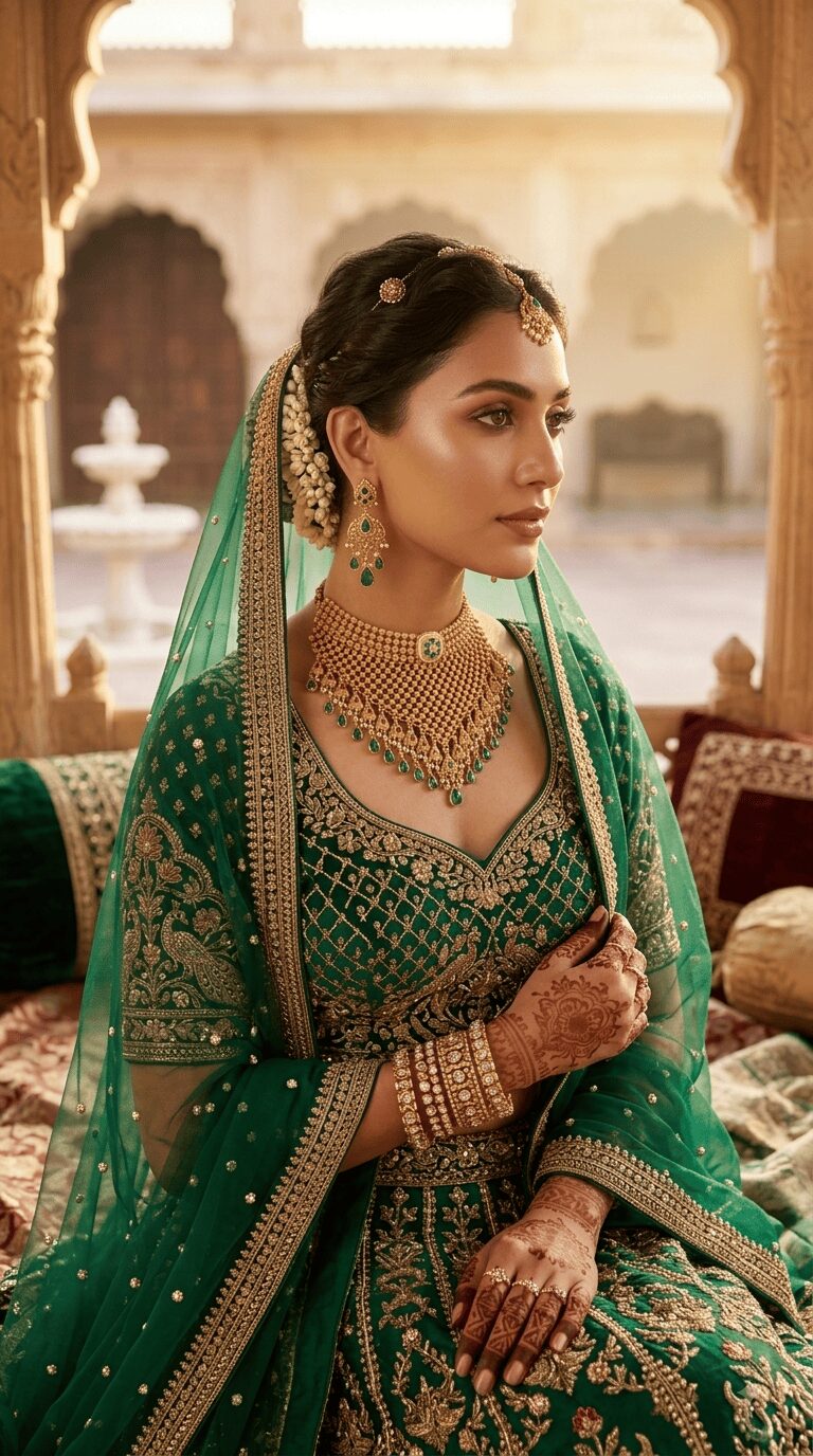 Mirahva Royal Heritage Bridal Jewellery Set – Intricate Gold-Tone Necklace & Matching Statement Earrings - Image 3