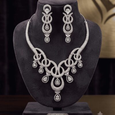 Mirahva Luxury Silver-Tone Necklace & Earrings Set