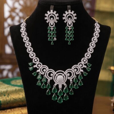 Mirahva Aurum Ruby Royal Bridal Necklace Set | Luxury CZ & Ruby-Inspired Wedding Jewelry with Matching Earrings