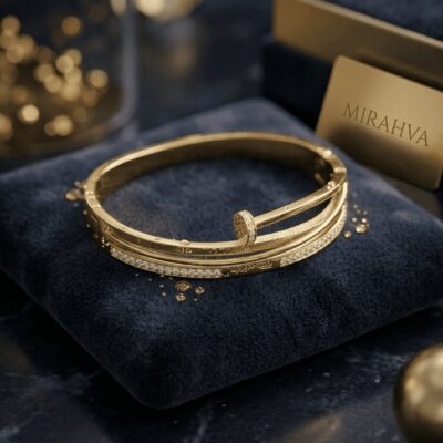 Mirahva Aurelia Gold Crystal Open Cuff Bracelet