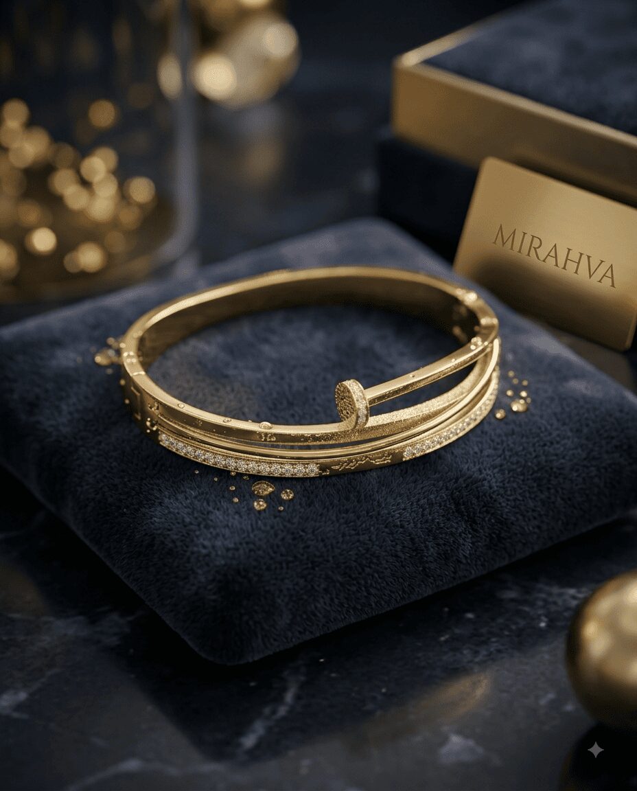 Mirahva Aurelia Gold Crystal Open Cuff Bracelet