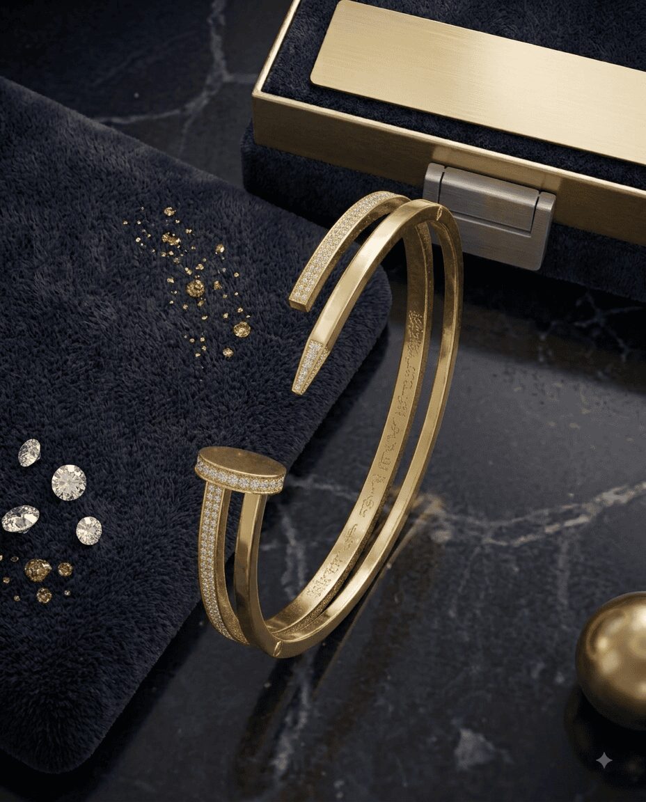 Mirahva Aurelia Gold Crystal Open Cuff Bracelet - Image 5