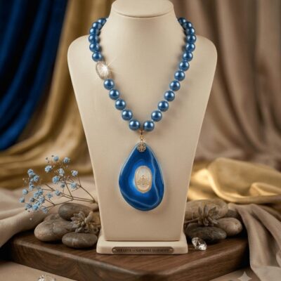 Mirahva Sapphire Harmony Blue Pearl Statement Necklace