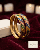 Mirahva Multicolour Mosaic Gold-Tone Bangles for Women
