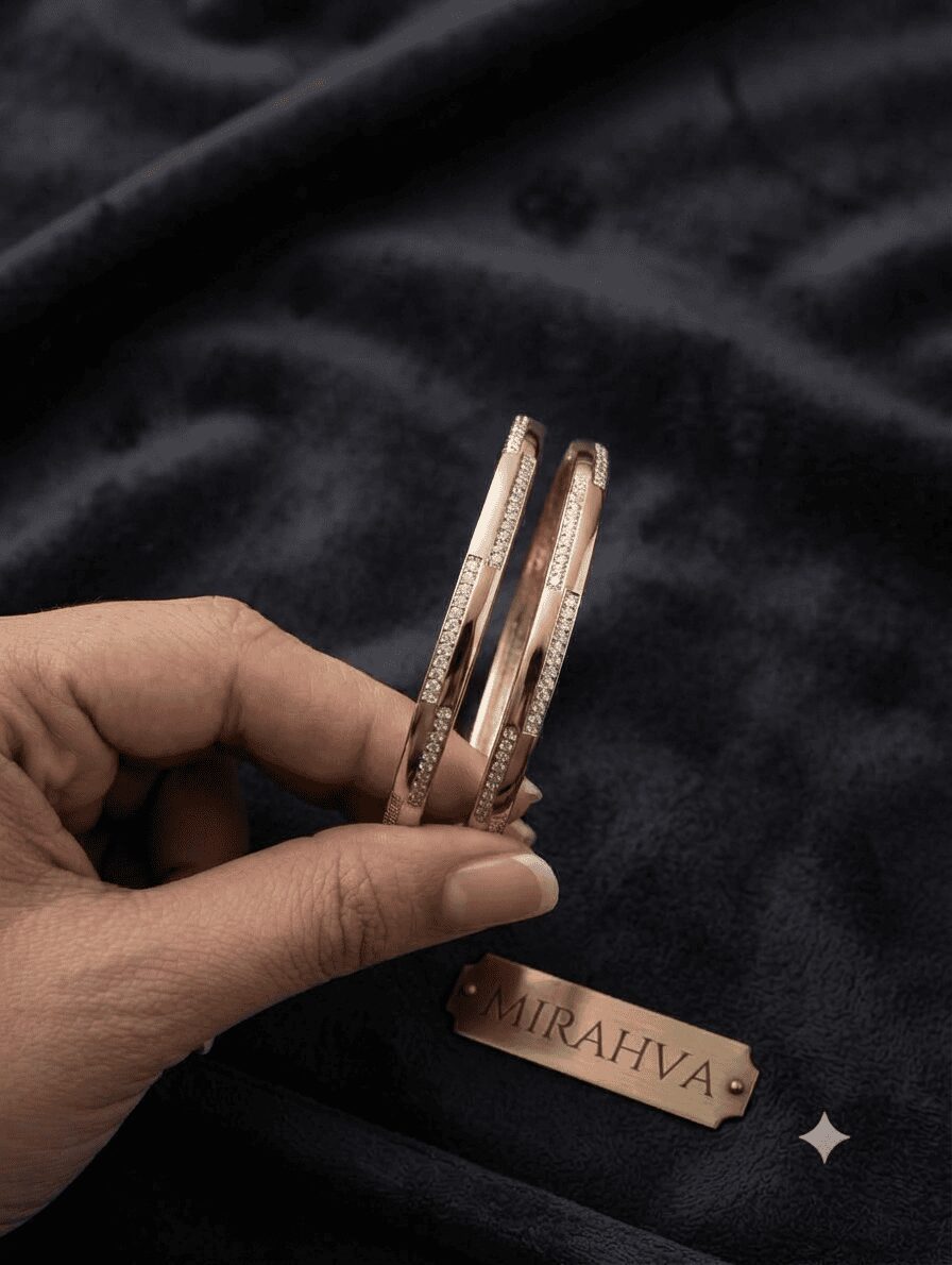 Mirahva Luxe Pavé Gold-Tone Open Bangle - Image 3