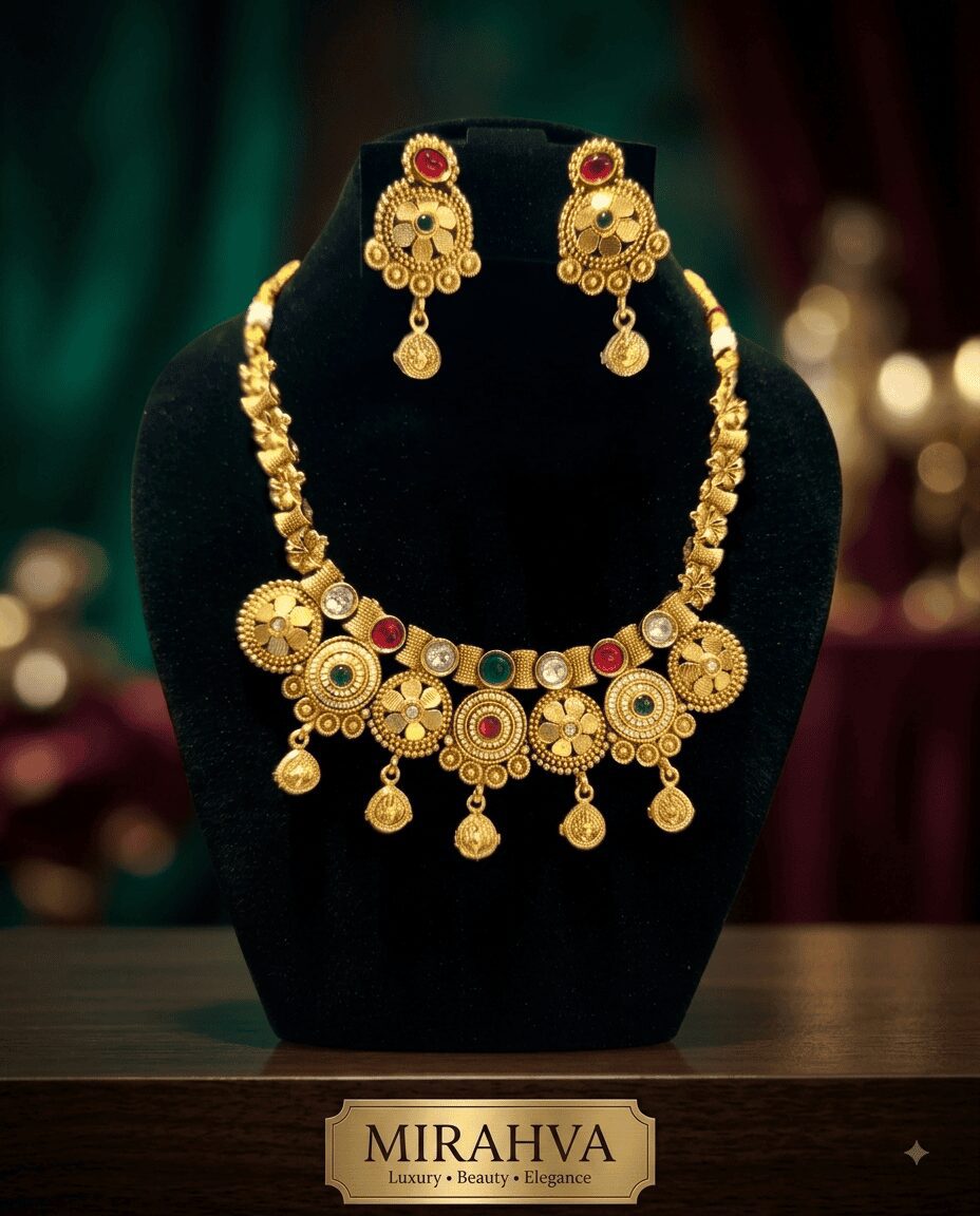 Mirahva Royal Heritage Gold Statement Jewelry Set - Image 10