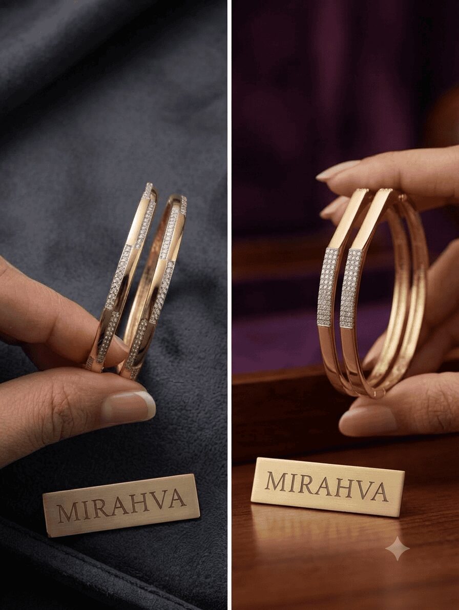 Mirahva Luxe Pavé Gold-Tone Open Bangle - Image 4