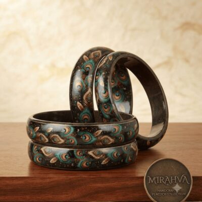 Peacock Feather Meenakari Bangle Set