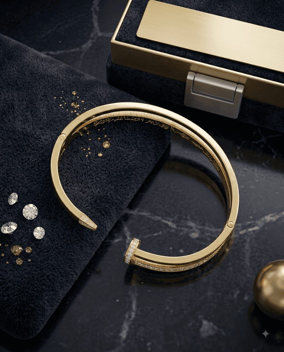 Mirahva Aurelia Gold Crystal Open Cuff Bracelet - Image 7