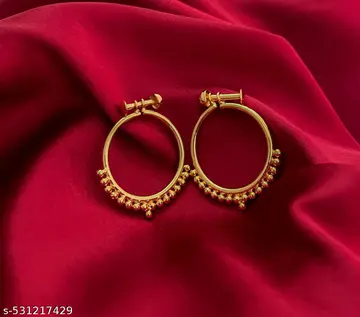 Gold Beaded Fringe Hoops