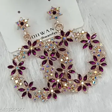 Multicolor Crystal Flower Chandbali Earrings