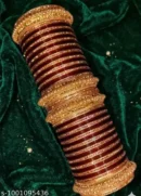 Bridal Maroon and Gold Chooda Bangle Set