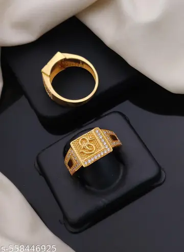 Om Diamond Gold Ring