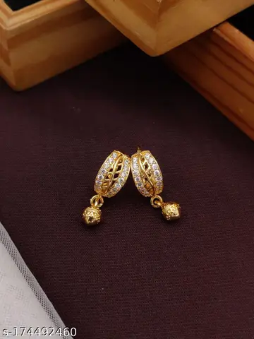 Gold-Plated Stone Jhumka Earrings