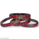 Vintage Red Floral Meenakari Bangle Set