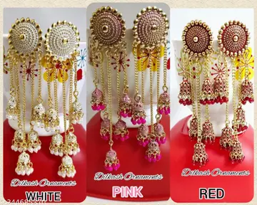 Multicolor Jhumka Chain Earrings