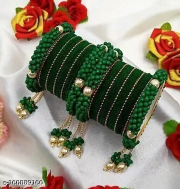 Green Beaded Pearl Chooda